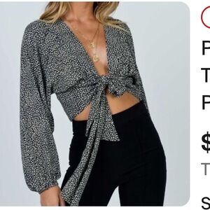 Princess Polly Black and White Floral Blouse